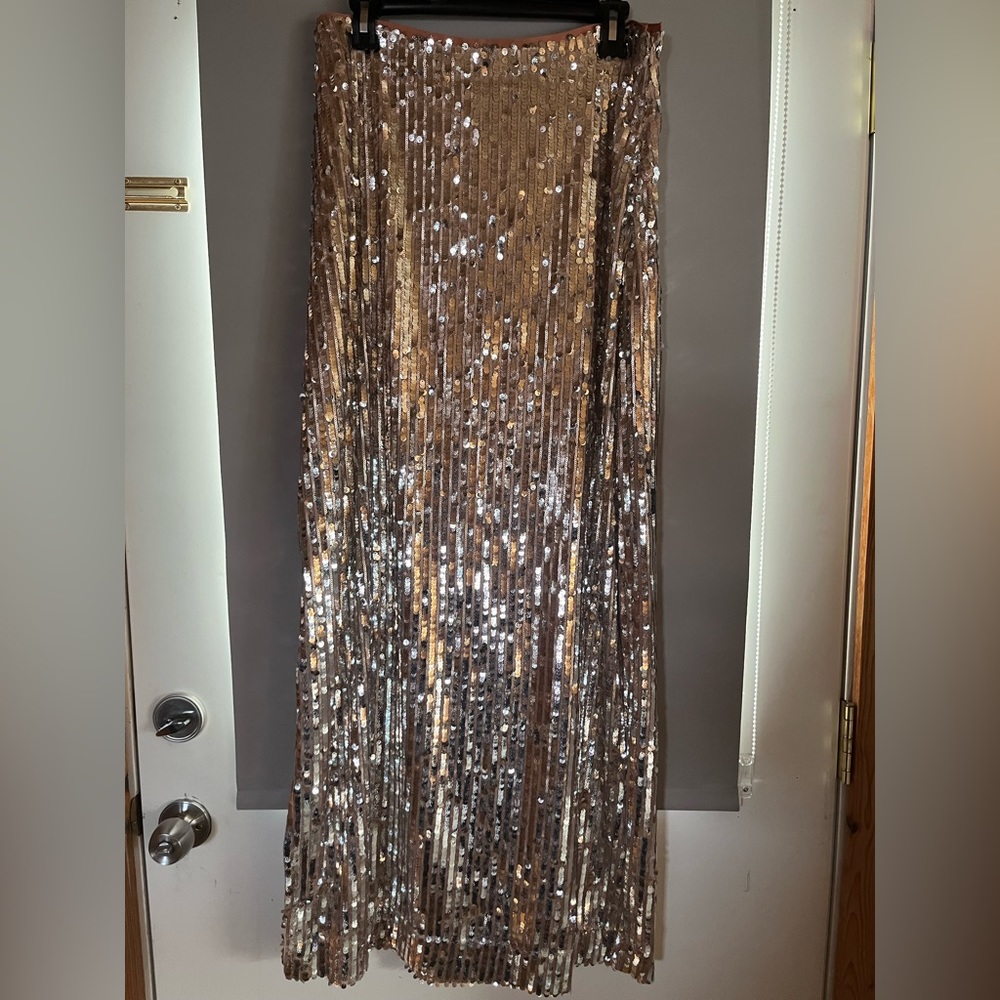 Free People gold sequined skirt size 12 NWT